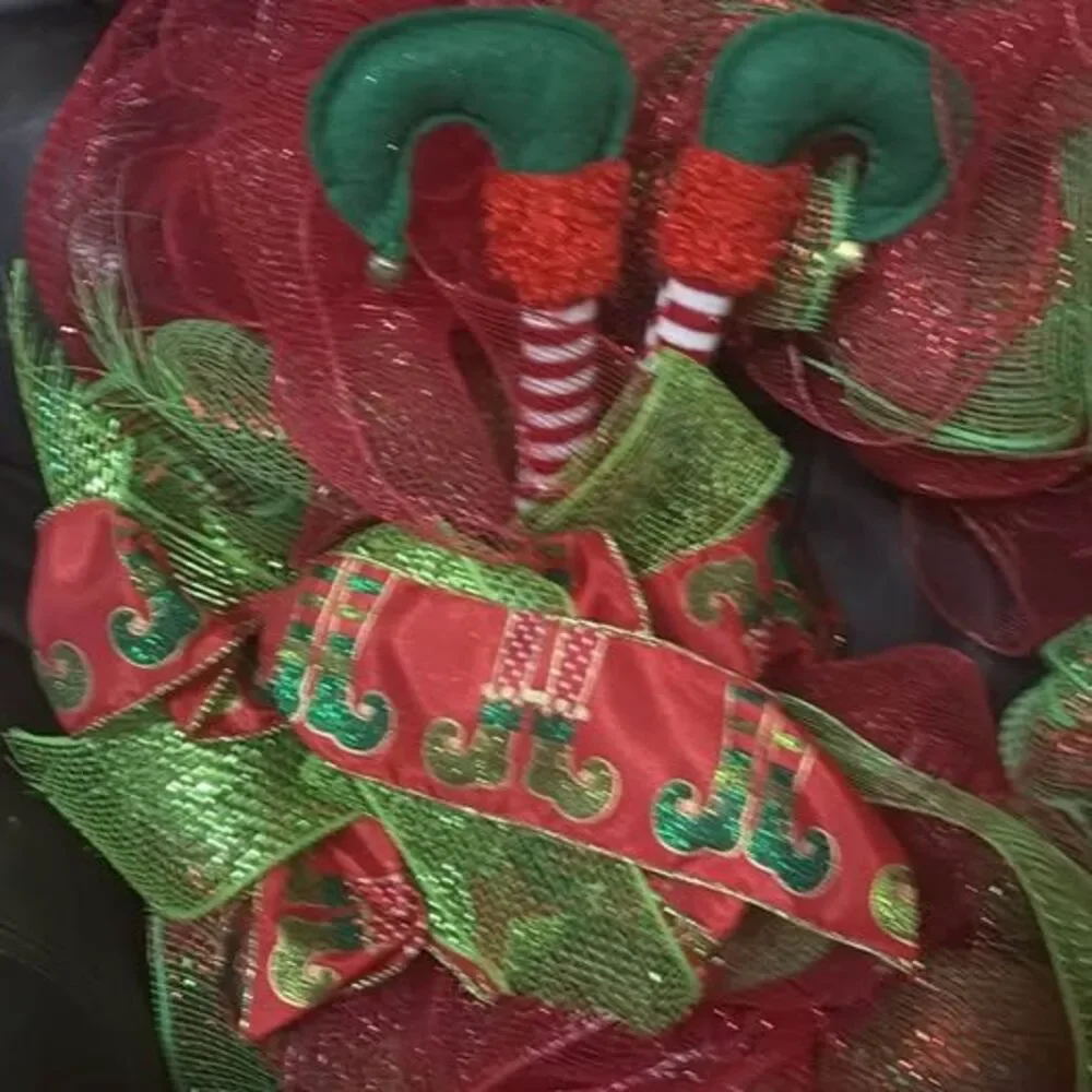 Christmas Elf Deco Mesh Wreath